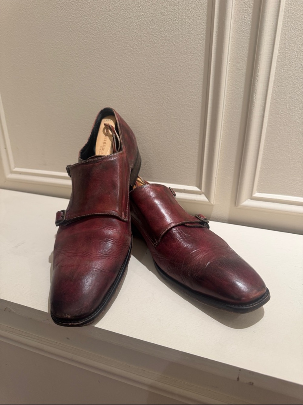 Kenneth Cole Collection - Men's Oxblood Leather Monk Strap Dress Shoes